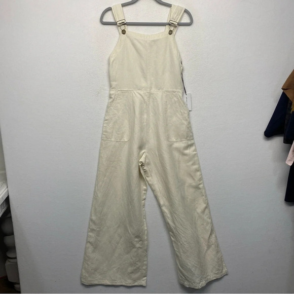 NEW Apiece Apart Caterina Overalls Cream Wide Leg Apron Jumper 8 Cotton Linen - Picture 5 of 13